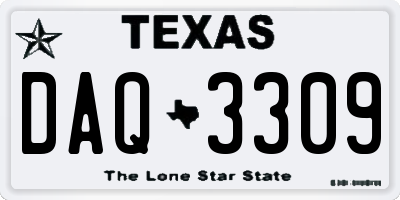 TX license plate DAQ3309