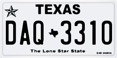 TX license plate DAQ3310