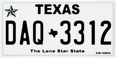 TX license plate DAQ3312