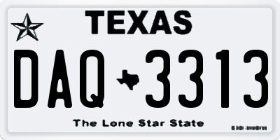 TX license plate DAQ3313