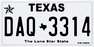TX license plate DAQ3314