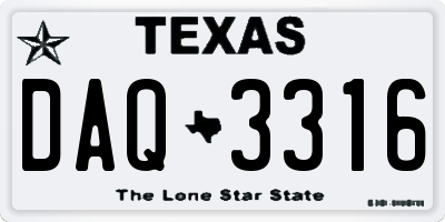 TX license plate DAQ3316