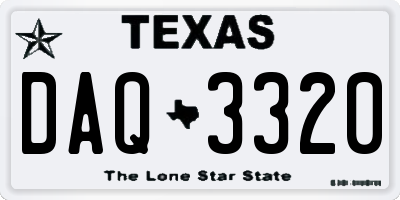 TX license plate DAQ3320