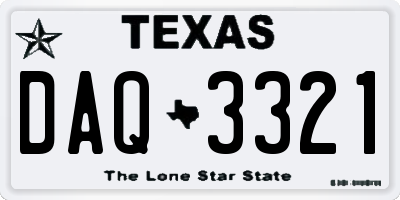 TX license plate DAQ3321