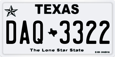 TX license plate DAQ3322