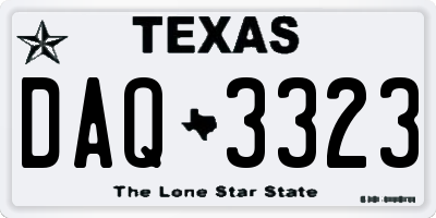 TX license plate DAQ3323