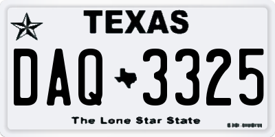 TX license plate DAQ3325