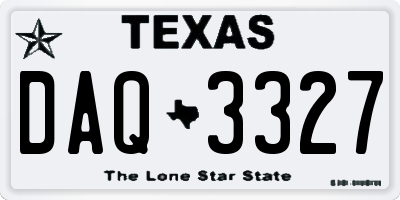 TX license plate DAQ3327