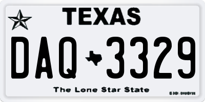 TX license plate DAQ3329