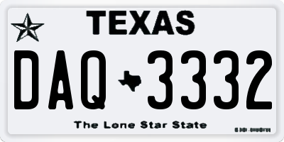 TX license plate DAQ3332