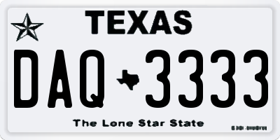TX license plate DAQ3333