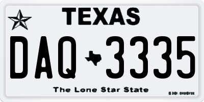 TX license plate DAQ3335