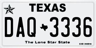 TX license plate DAQ3336