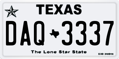 TX license plate DAQ3337