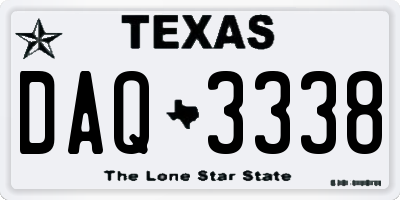 TX license plate DAQ3338