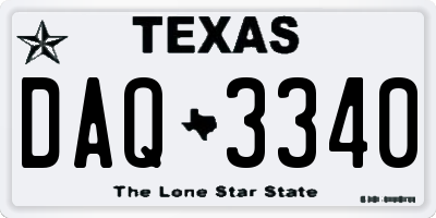TX license plate DAQ3340