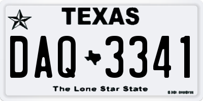 TX license plate DAQ3341