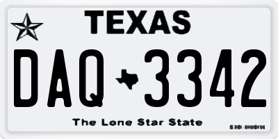 TX license plate DAQ3342