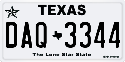 TX license plate DAQ3344