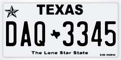 TX license plate DAQ3345