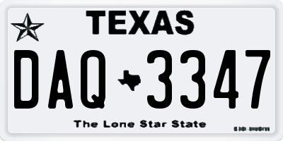TX license plate DAQ3347