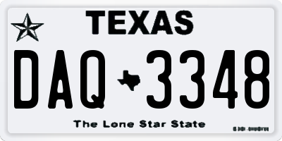 TX license plate DAQ3348