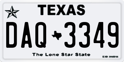 TX license plate DAQ3349