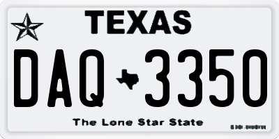 TX license plate DAQ3350