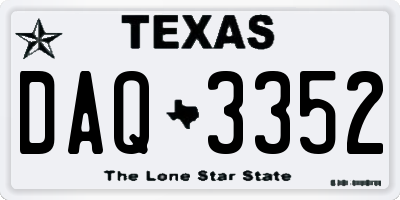 TX license plate DAQ3352