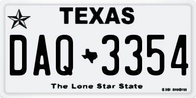 TX license plate DAQ3354
