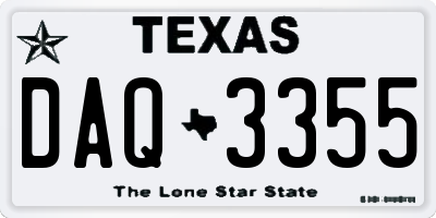 TX license plate DAQ3355