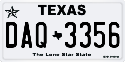 TX license plate DAQ3356