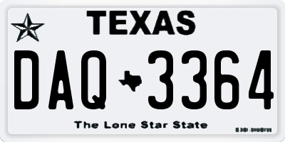TX license plate DAQ3364