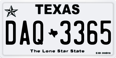 TX license plate DAQ3365