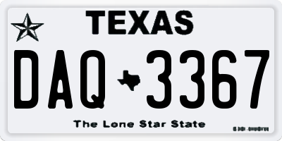 TX license plate DAQ3367