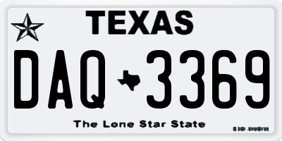 TX license plate DAQ3369