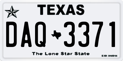 TX license plate DAQ3371