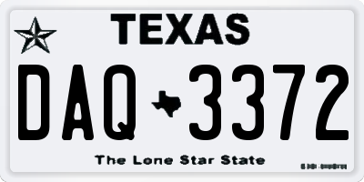 TX license plate DAQ3372