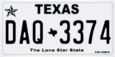 TX license plate DAQ3374