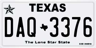 TX license plate DAQ3376