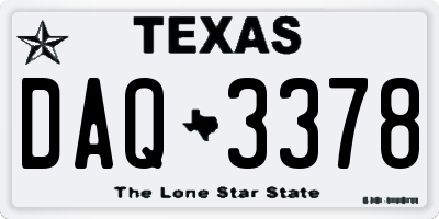 TX license plate DAQ3378