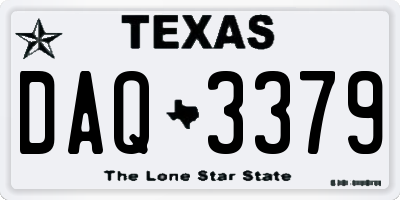 TX license plate DAQ3379
