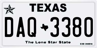 TX license plate DAQ3380