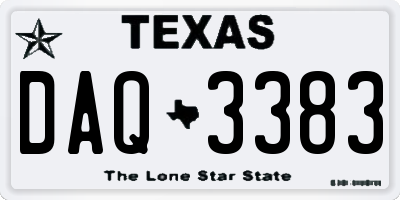 TX license plate DAQ3383
