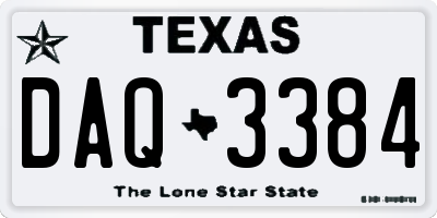 TX license plate DAQ3384