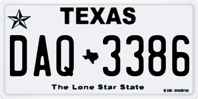 TX license plate DAQ3386