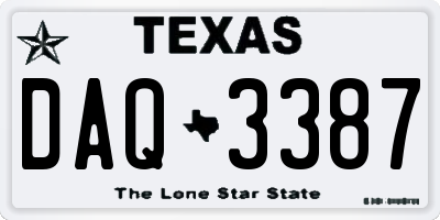 TX license plate DAQ3387