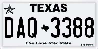 TX license plate DAQ3388