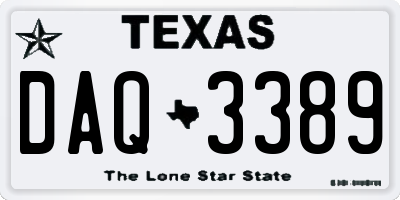 TX license plate DAQ3389