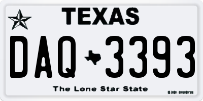 TX license plate DAQ3393